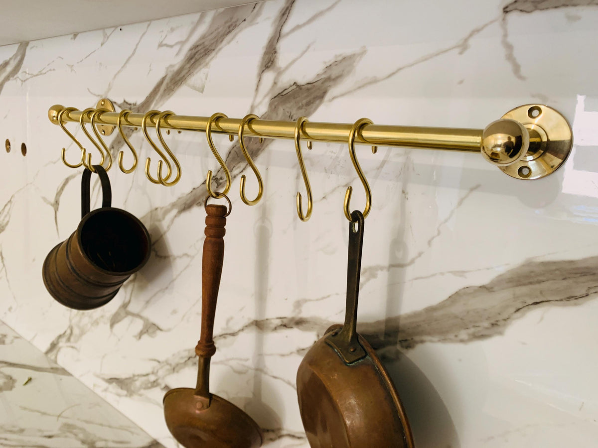 Handmade Unlacquered Brass Pot Rail