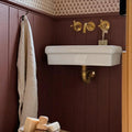 Handmade 8" Unlacquered Brass Wall-Mounted Faucet, Vintage 3-Hole Tub Filler