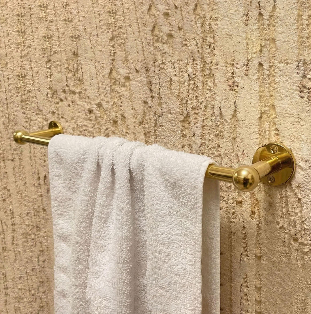 Unlacquered Brass Towel Holder, Vintage Brass Towel Bar, Moroccan Bathroom Hardware, Rustic Gold Towel Rack, Handcrafted