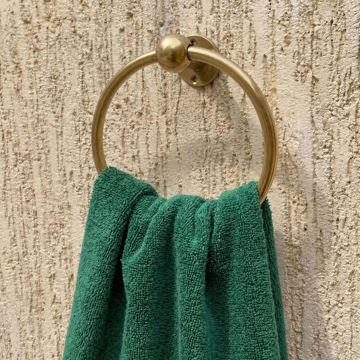 Unlacquered Brass Towel Holder, Solid Brass Towel Ring, Moroccan Vintage Bathroom Hardware, Rustic Wall Mount Hand Towel