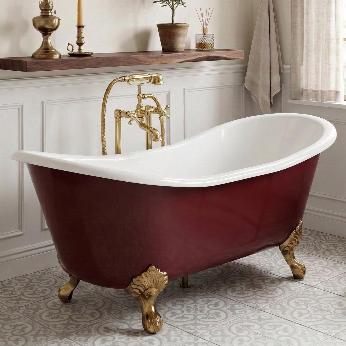 Unlacquered Brass Freestanding Bathtub Faucet
