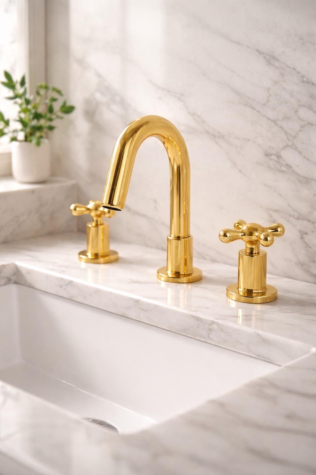 Unlacquered Brass Bridge Faucet – Luxury Bathroom Sink Faucet – Solid Brass Faucet – Vintage Cross Handle Tap – Handmade