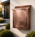 Embossed Large Vertical Copper Mailbox, Handmade Elegance for Your Home's Entrance