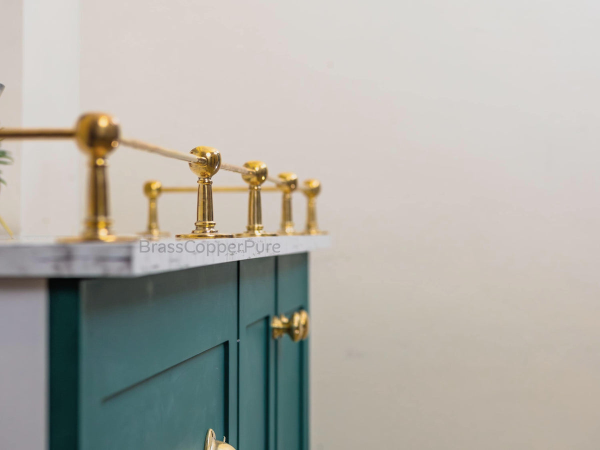 Unlacquered Solid Brass Gallery Rails for Wooden Shelves
