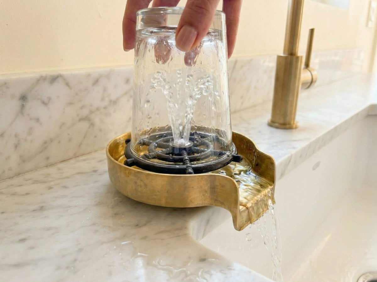 Unlacquered Brass Glass Rinser, Kitchen Sink Cup Cleaner, Solid Brass Cup Washer