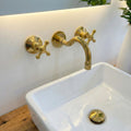 Solid Brass Wall Mounted Bathroom Faucet, Wall Mount Vanity Faucet, Antique Bathroom Tap