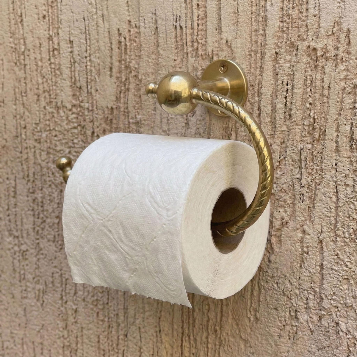 Unlacquered Brass Toilet Paper Holder, Wall Mounted Brass Toilet Roll Holder, Moroccan Vintage Bathroom Decor, Rustic So