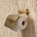 Unlacquered Brass Toilet Paper Holder, Hammered Brass Toilet Roll Holder with Flap, Moroccan Vintage Wall Mounted Bathro