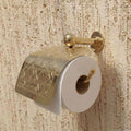 Unlacquered Brass Toilet Paper Holder with Cover, Wall Mounted Toilet Roll Holder, Moroccan Vintage Bathroom Decor, Soli