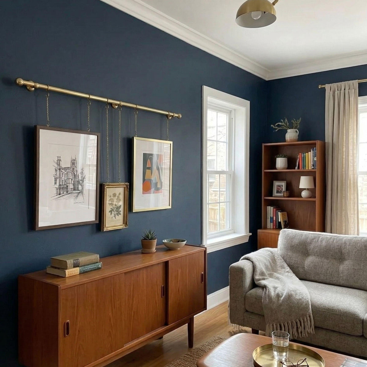 Unlacquered Brass Picture Rail System, Handmade Moroccan Gallery Hanging Rod
