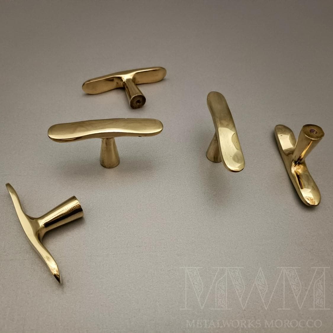Unlacquered Brass T Bar Handles – Solid Brass Cabinet Pulls, Modern Kitchen Drawer Hardware, Handmade Minimalist Brass K