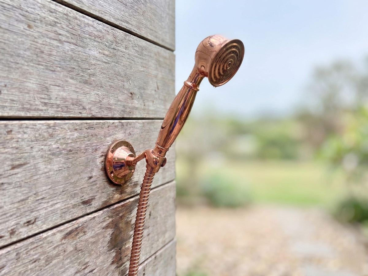 Copper Hand Held Shower, Wall Mount Handheld with Flexible Hose, Outdoor Shower Handheld