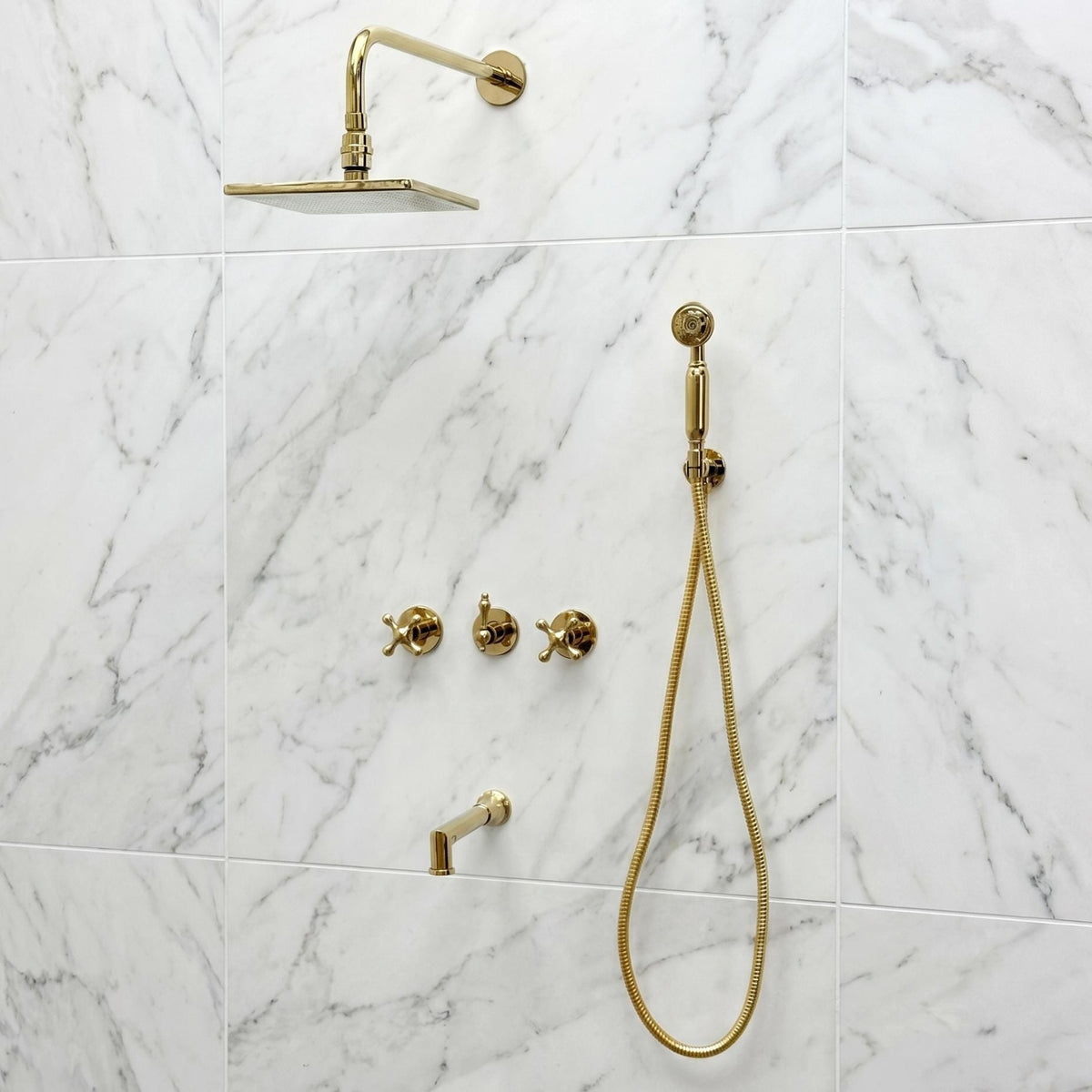 Unlacquered Brass Shower System