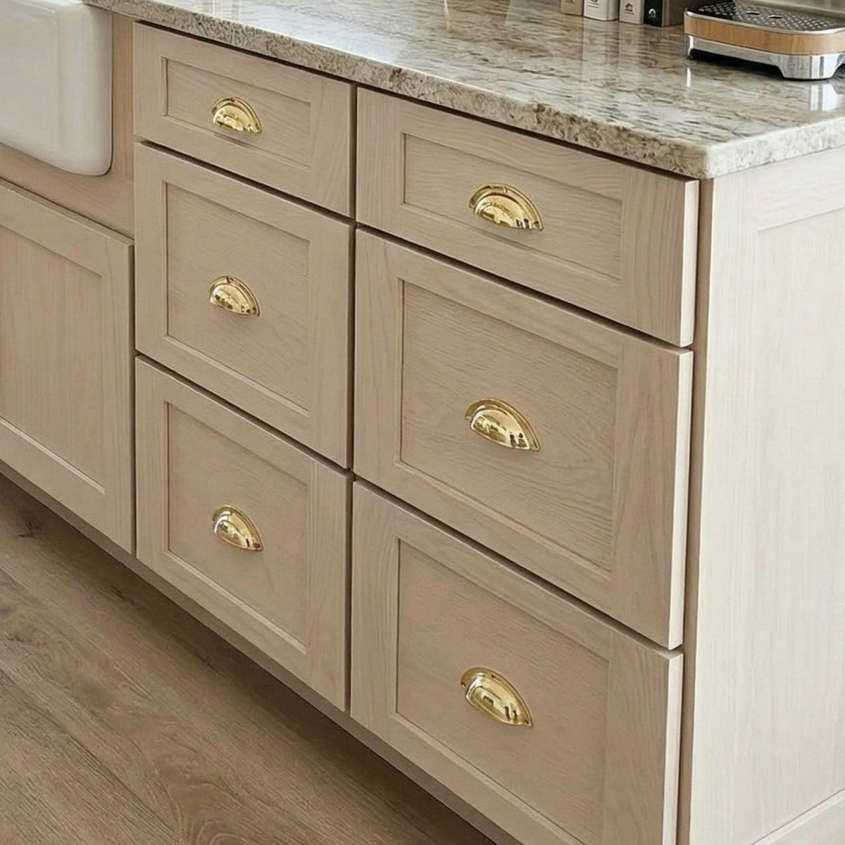 Set Of Unlacquered Brass Cabinet Pulls – Handmade Drawer Cup Pulls For Kitchen
