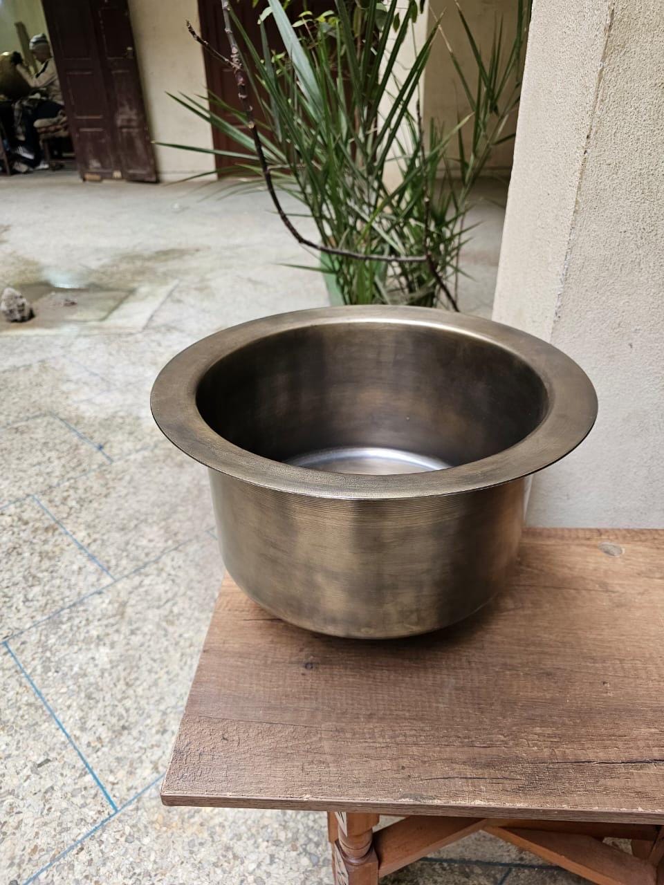 Hand-Hammered Round Brass Sink with Bronze Finish and Matching Drain Basket - Perfect for Wet Bars