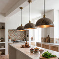 Hammered Bronze Dome Pendant Light, Kitchen Island Hanging Fixture