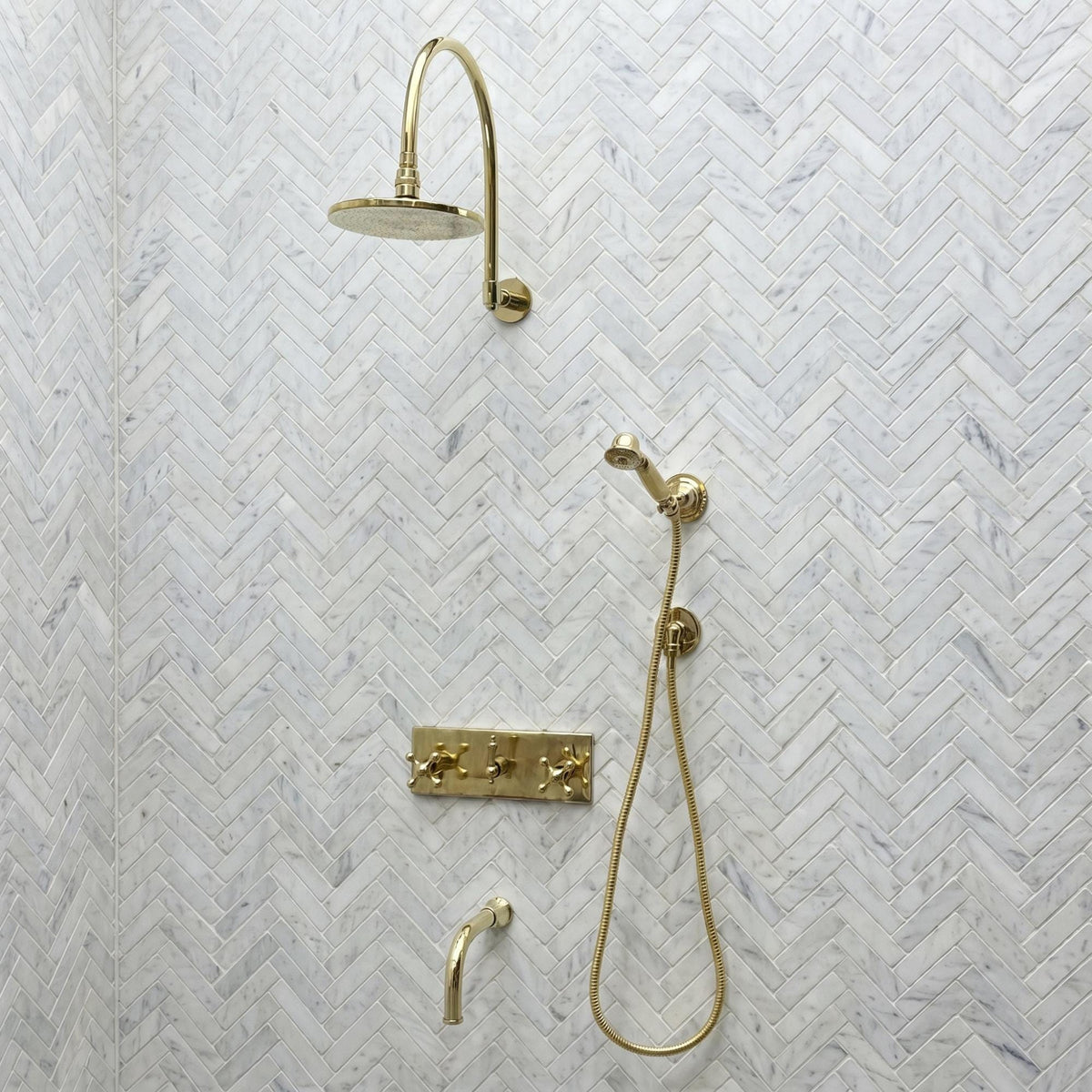 Unlacquered Brass Shower System