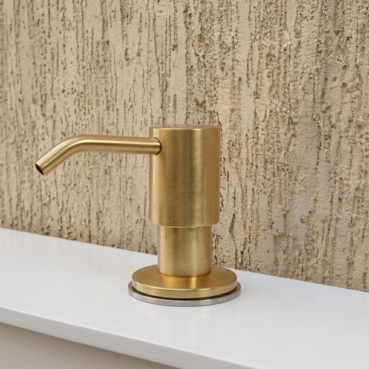 Unlacquered Brass Soap Dispenser for Kitchen Sink - Built in Liquid Soap Pump