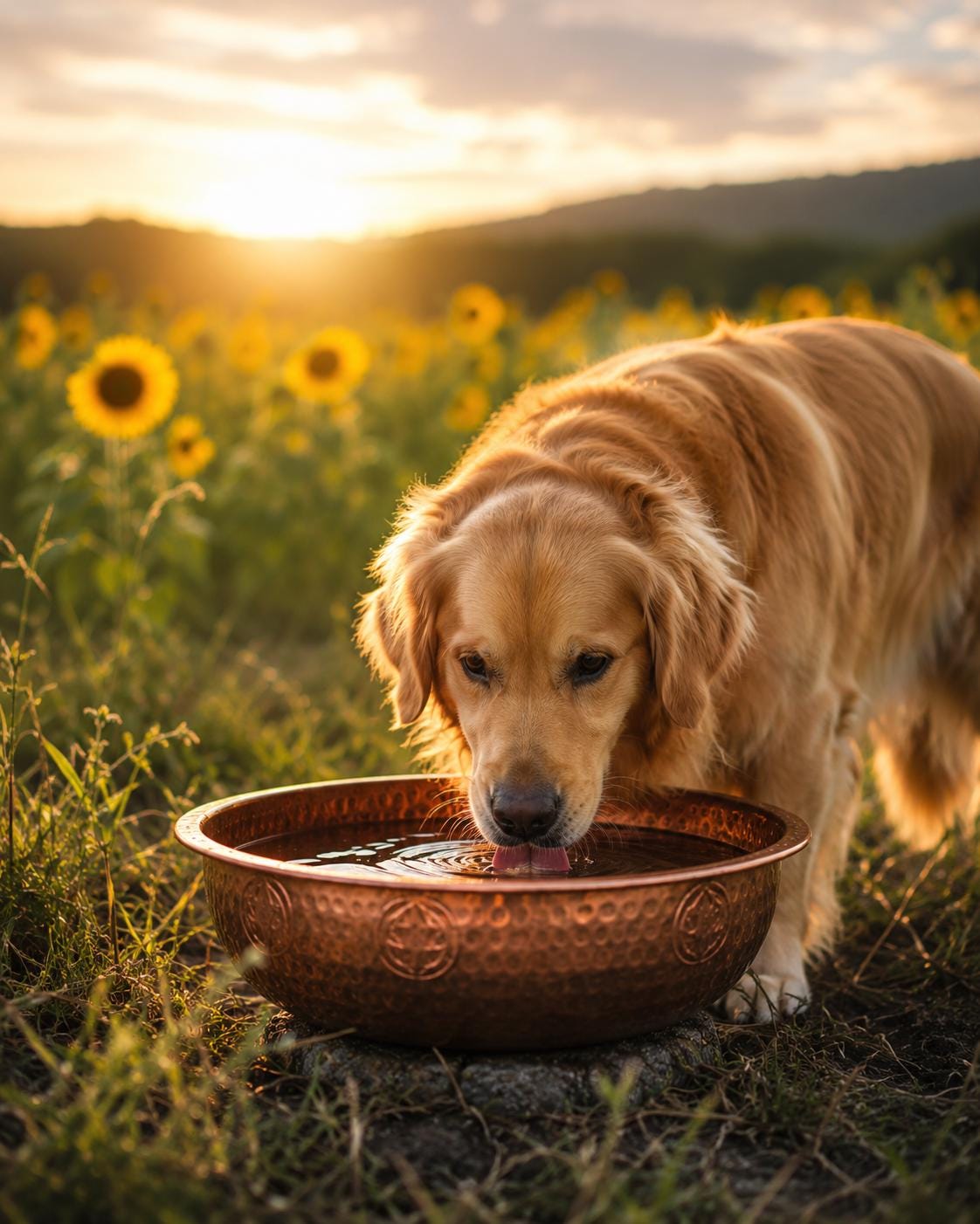 Handmade Hammered Copper Dog Water Bowl – Rustic Outdoor Pet Bowl – Luxury Garden Water Dish for Dogs – Artisan Copper P
