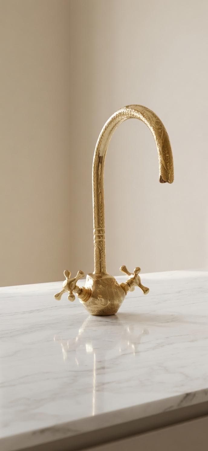 Unlacquered Brass Goosneck Kitchen Sink Faucet