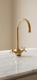 Unlacquered Brass Goosneck Kitchen Sink faucet, Gooseneck Kitchen Vanity Solid Brass Faucet, Solid Brass Kitchen Faucet 