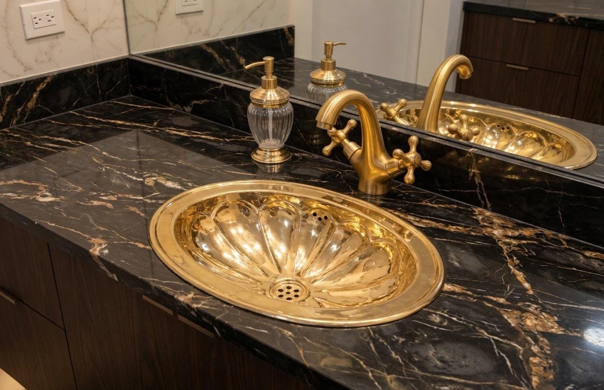 Artisan-Crafted Moroccan Brass Oval Sink Wash Basin