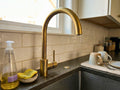 Unlacquered Brass Faucet, Antique Brass Kitchen Faucet, Single Hole Single Lever