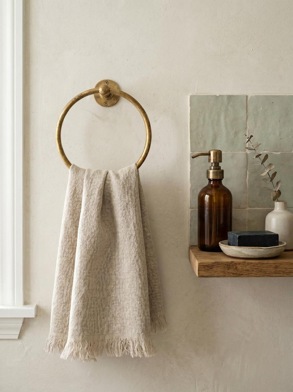 Unlacquered Brass Towel Ring, Bathroom Hand Towel Holder