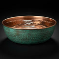 Moroccan Copper Dog Water Bowl – Verdigris Patina Pet Bowl – Luxury Hammered Copper Dog Bowl – Rustic Outdoor Water Dish
