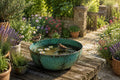 Handmade Copper Bird Bath – Green Patina Garden Décor – Rustic Outdoor Water Bowl for Birds – Artisan Wildlife Garden Bo