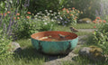 moroccan Copper Bird Bath – Green Patina Garden Décor – Rustic Outdoor Water Bowl for Birds – Artisan Wildlife Garden Bo