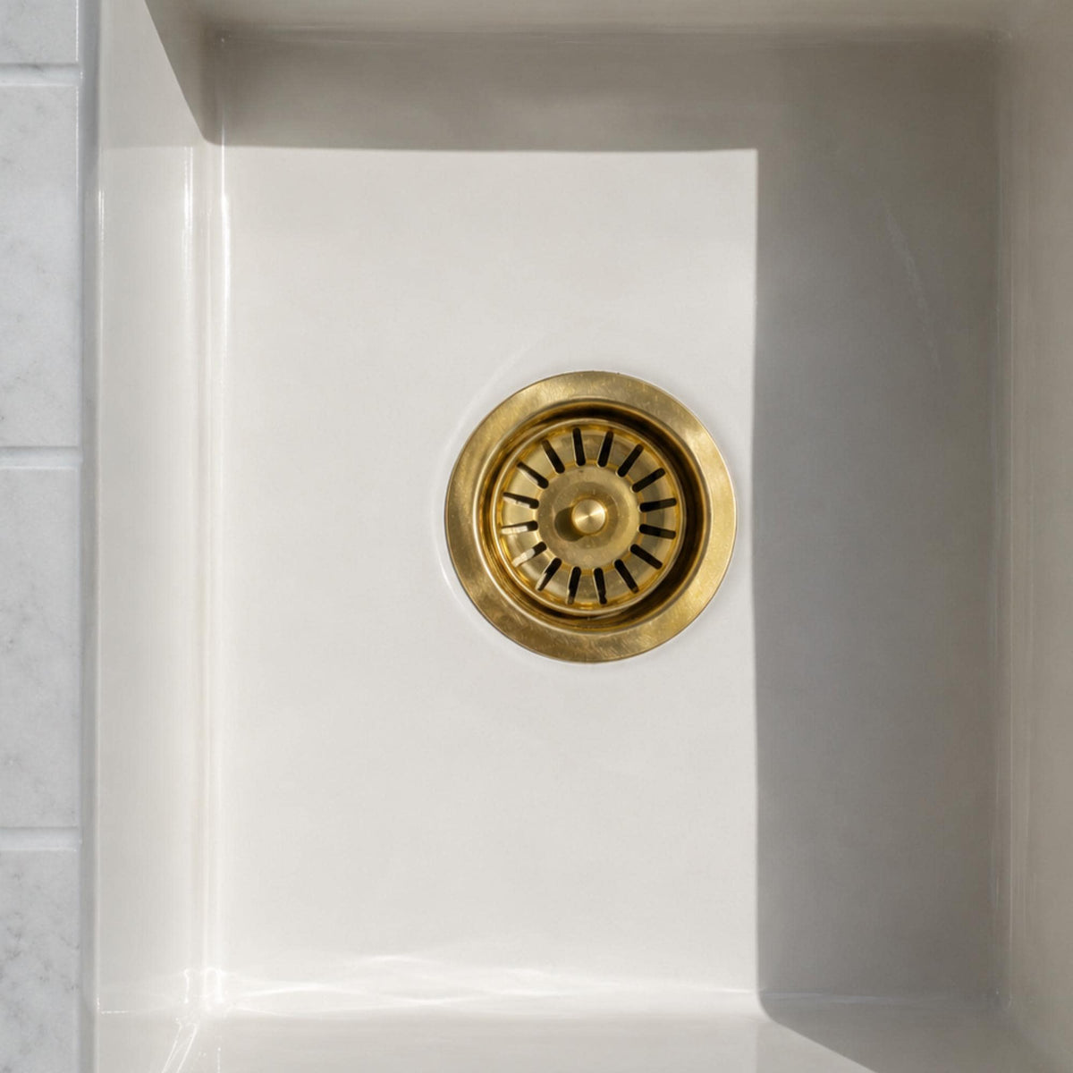 Unlacquered Brass Kitchen Sink Strainer Basket with Stopper
