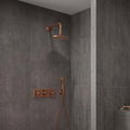 Antique Copper Shower System, Solid Brass Exposed Faucet, Square Rain Head, Handheld Sprayer