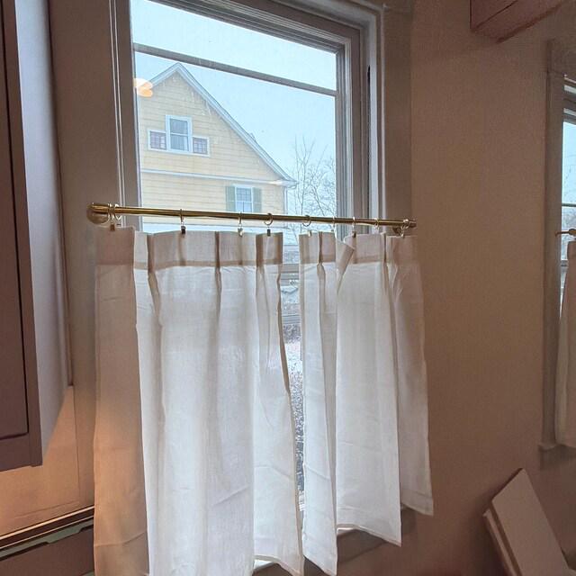 Brass Cafe Curtain Rod with Rings, Small Window Curtain Pole, Unlacquered Brass Drapery Hardware, Inside Mount Kitchen C
