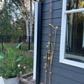 Exposed Copper & Brass Rainfall Shower System: Vintage Farmhouse Style