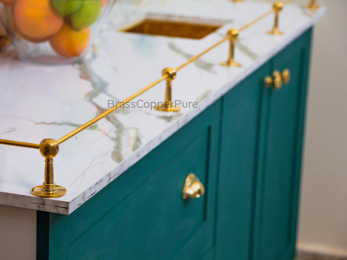 Unlacquered Solid Brass Gallery Rails for Wooden Shelves