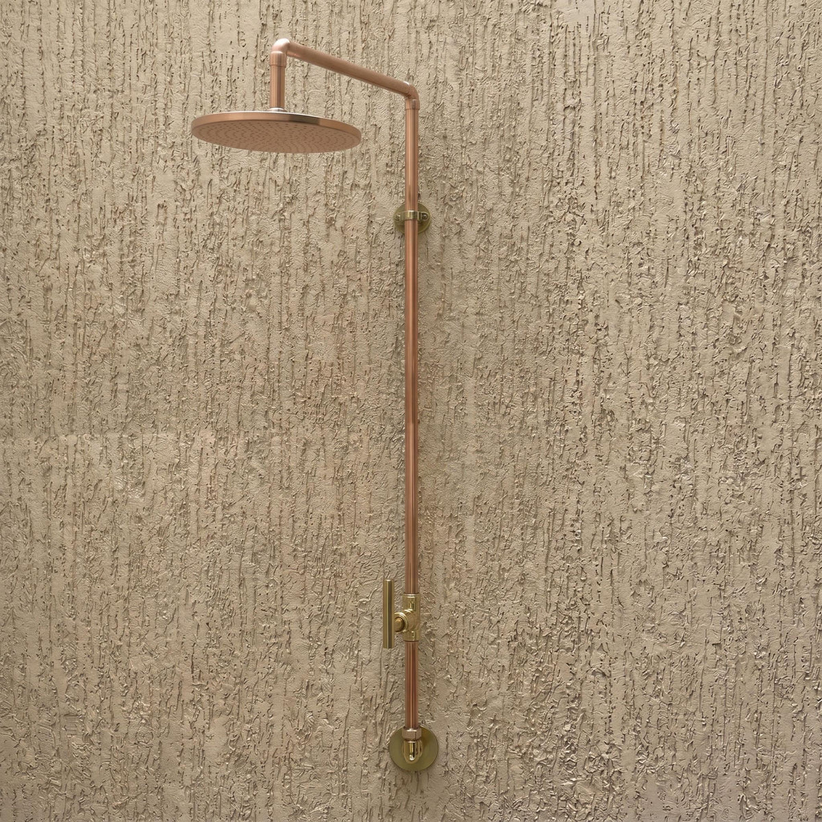 Copper Outdoor Shower - Unlacquered Solid Copper Shower System for Pool and Garden, Luxury Rustic Outdoor Bath Plumbing