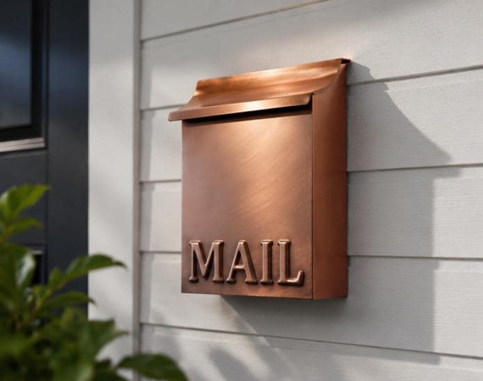 Flush Mount Copper Mailbox with embossed word “Post”