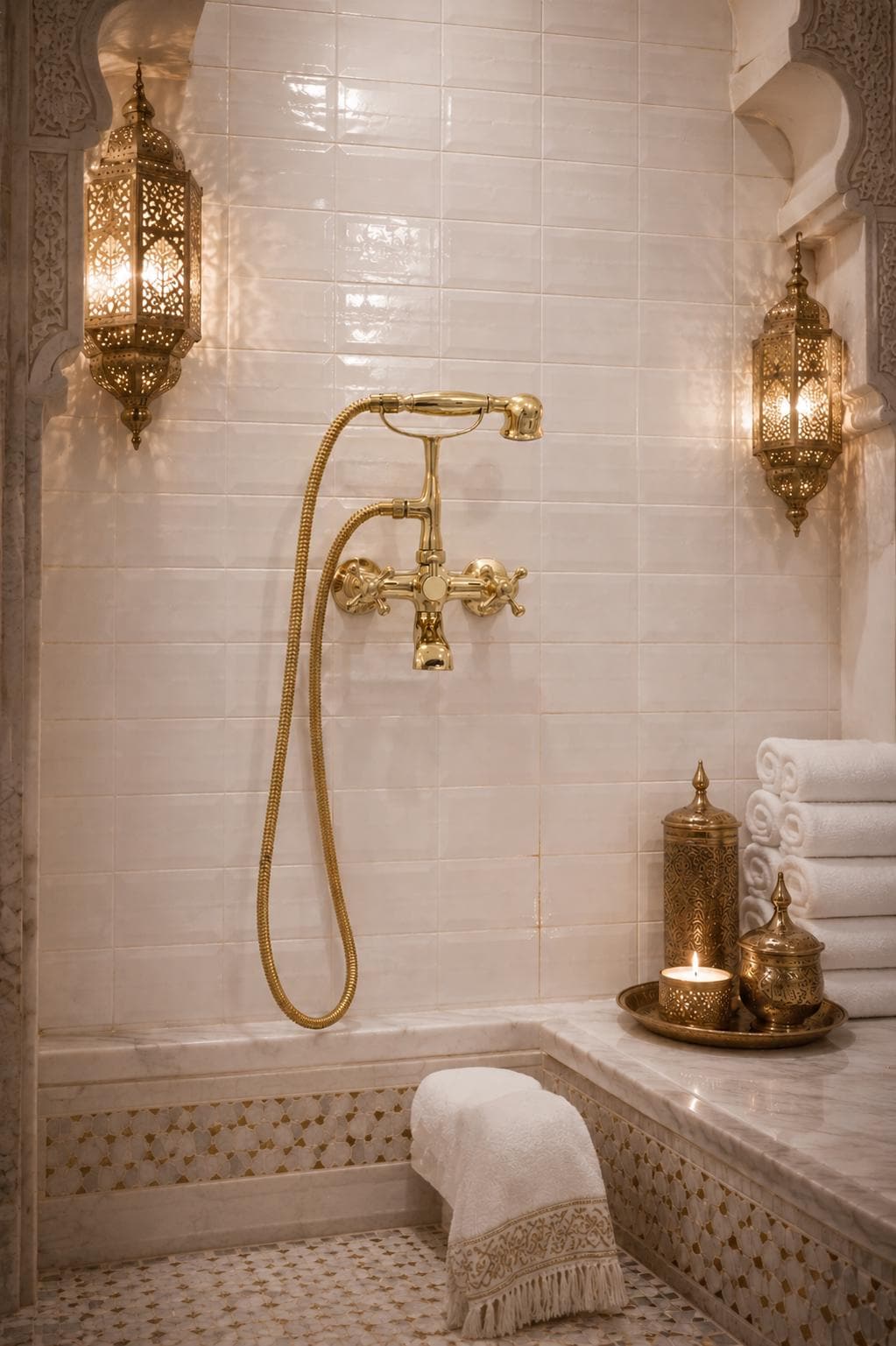 Unlacquered Solid Brass Wall Mount Tubfiller with Handheld Shower, Vintage Bathroom Fixture