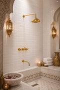 Unlacquered Solid brass shower system with tub filler