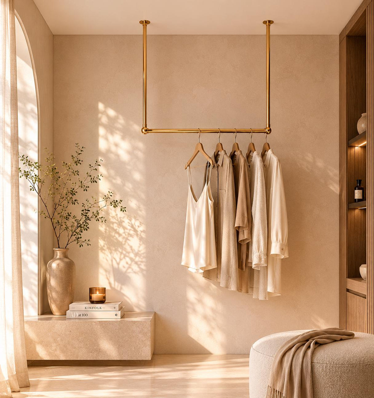 Ceiling Mounted Minimalistic Clothes Rail
