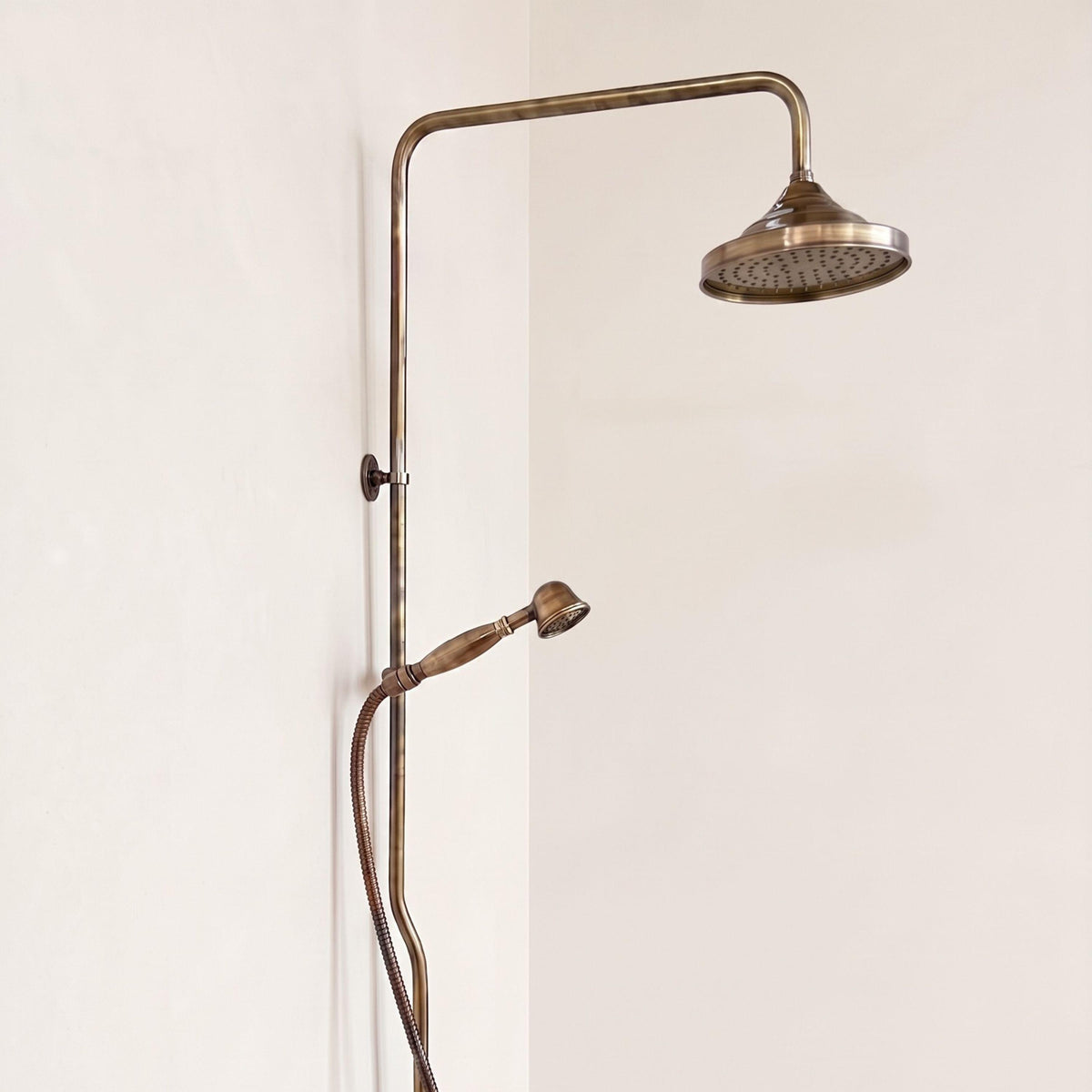 Antique Bronze Shower System, Round Shower Head with High Pressure - Solid Brass
