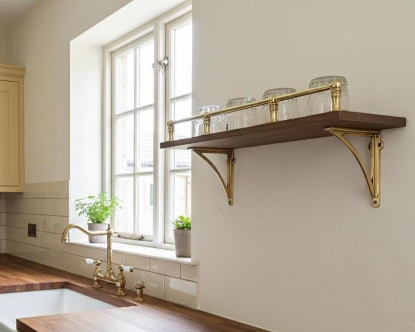 Unlacquered Brass Gallery Rail for Shelfs, Handmade Brass Gallery rails, Gallery Rail with Posts