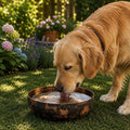 Handmade Copper Bird Bath & Dog Water Bowl, Rustic Outdoor Garden Bowl, Pet Water Dish, Backyard Garden Decor