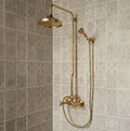 Unlacquered Brass Shower System, Antique Exposed Shower Set, Rainfall Head & Handheld, Vintage Moroccan Brass Bathroom F