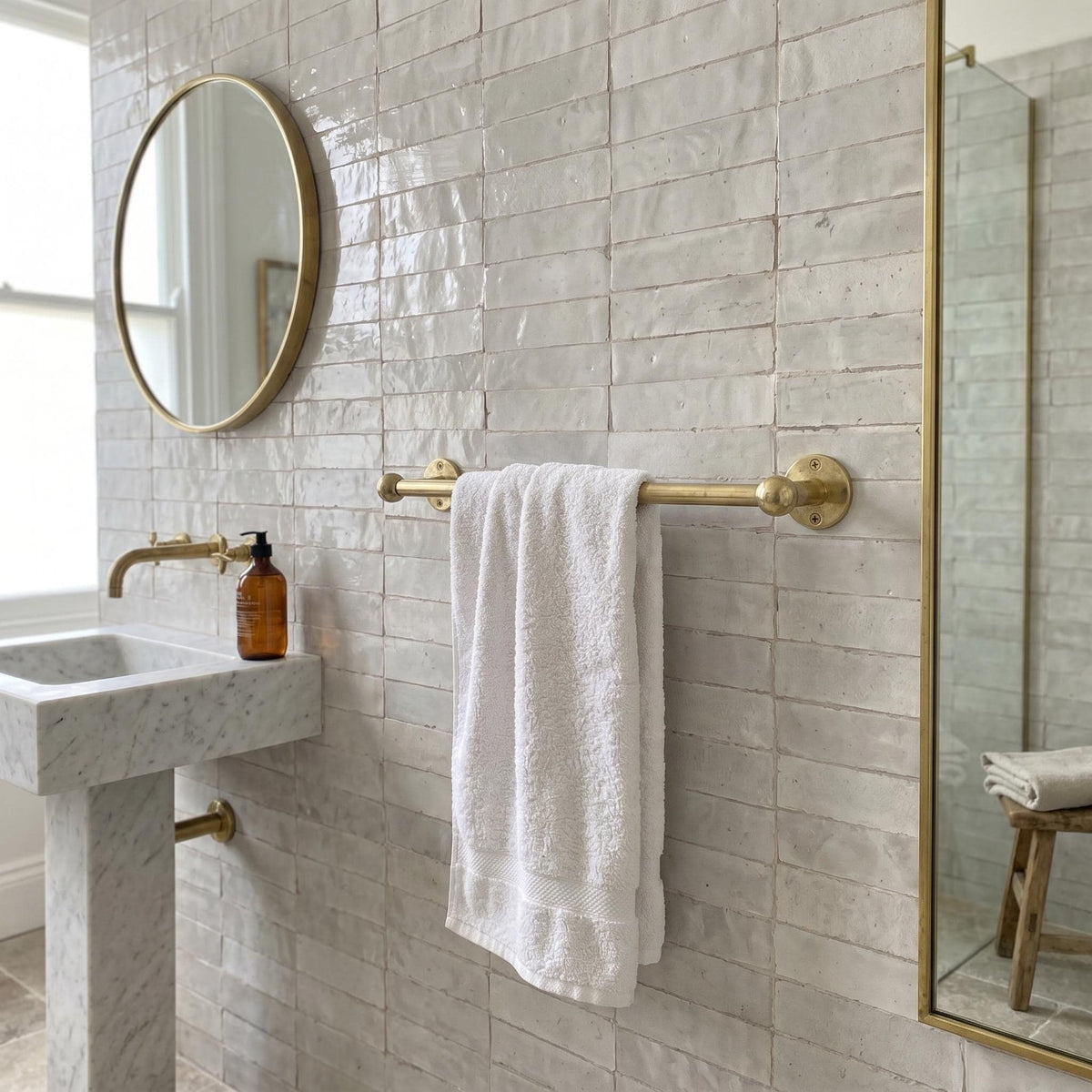 Unlacquered Brass Towel Bar, Solid Brass Bathroom Towel Holder, Handmade Wall Mounted Towel Rack, Modern Vintage Bathroo