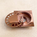 Handmade Solid Copper Square Shower Drain - Unlacquered Finish