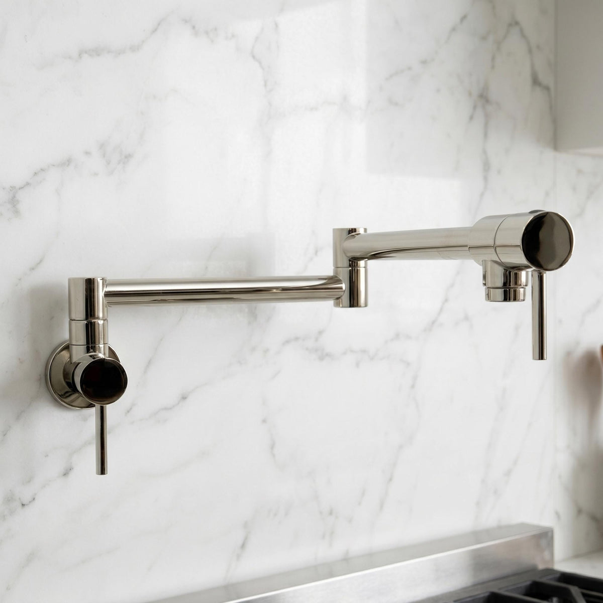 Polished Nickel Pot Filler, Solid Nickel Wall Mount Pasta Faucet