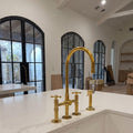 Unlacquered Brass Kitchen Faucet, Minimalist Single Lever Mixer Tap, Moroccan Artisan Handmade
