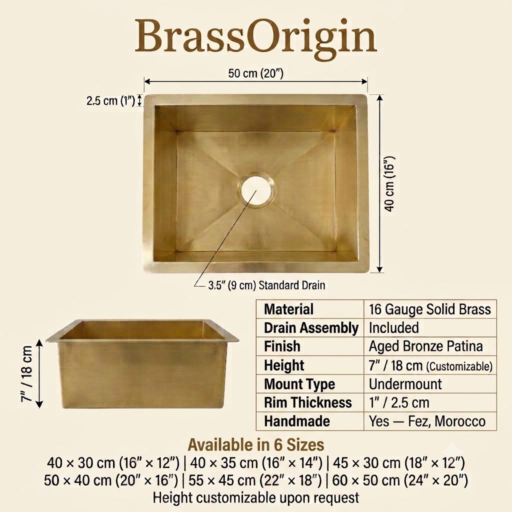 Unlacquered Brass Undermount Bar Sink
